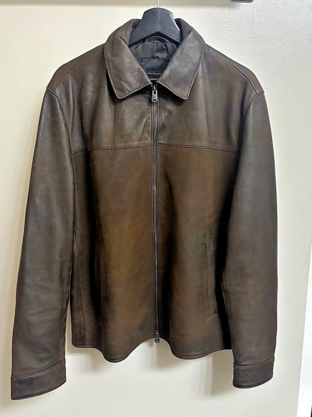 Zara Leather Collection Genuine Leather Jacket Brown Size Medium Like New